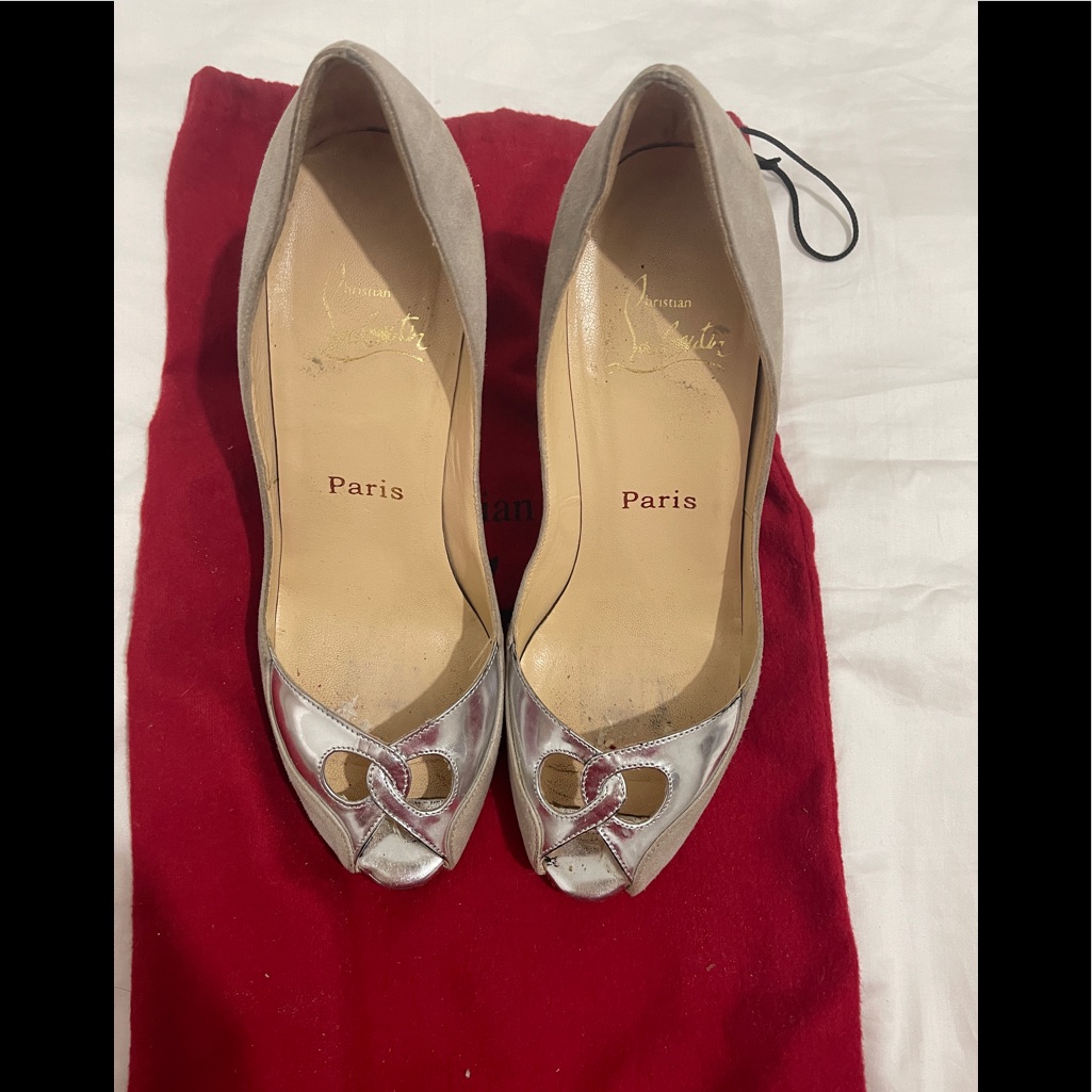 Christian Louboutin Gray Suede Peep Toes Shoes